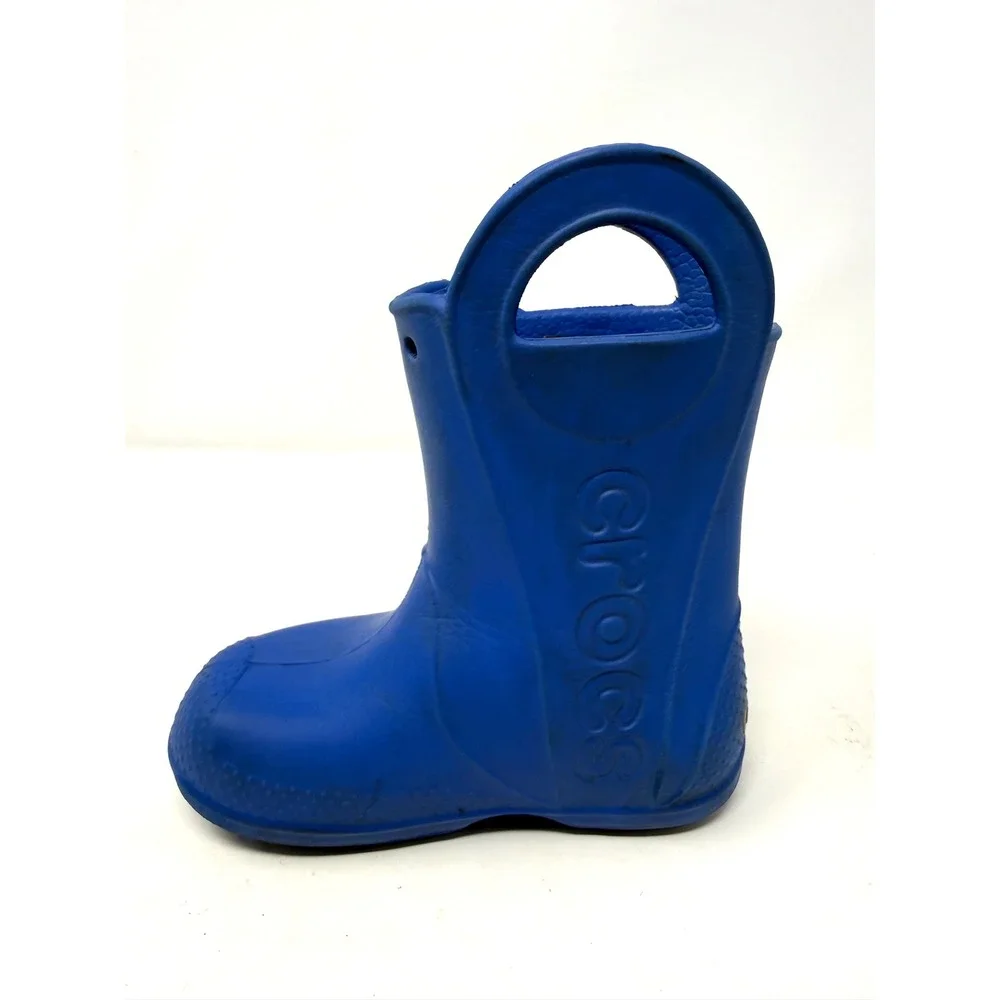 Crocs Kids Handle It Rain Boots Blue Waterproof Pull On Shoes C10 Size 10